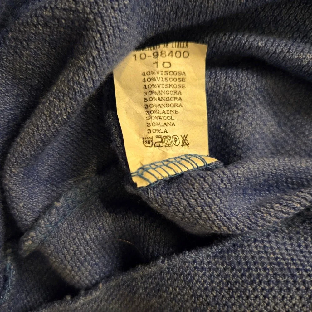 Brand Bazar Blue Angora Wool Blend Star Embellished Oversized Sweater‎ Italy